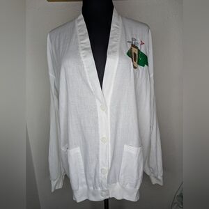 Vtg Majestic Sportswear White Embroidered Golf Button Up Cardigan Women Size XXL